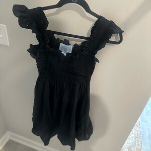 Hill House Black Smocked Ruffled Sundress